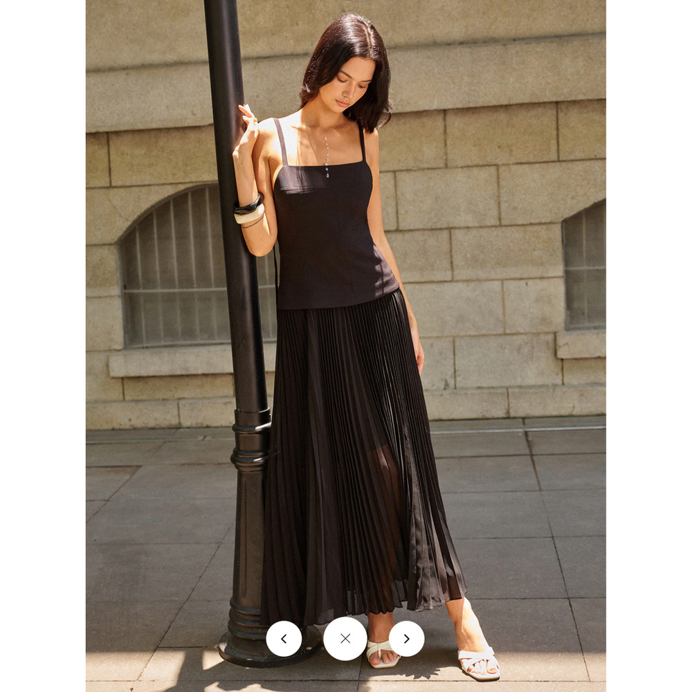 NWT Commense Spaghetti-Strap Backless Pleated Maxi Dress Sz M - Picture 4 of 9